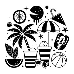 summer-vibes-elements-black-and-white