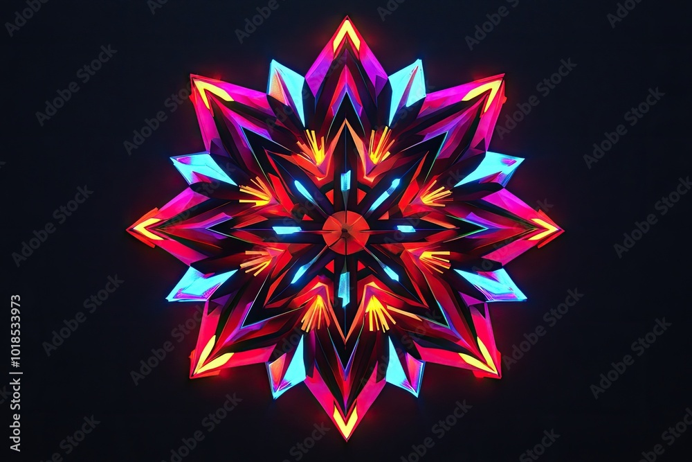 Sticker vibrant geometric pattern featuring captivating colors and intricate shapes, perfect for modern desi