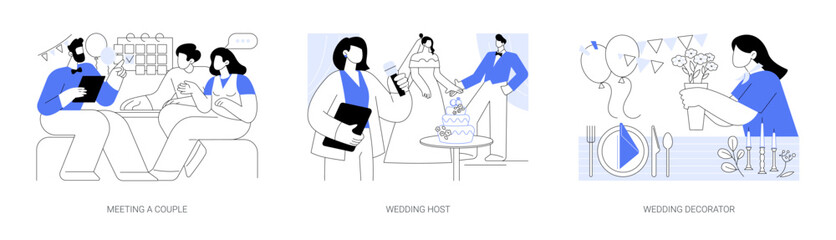 Wedding planning isolated cartoon vector illustrations se