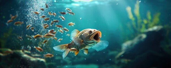 Obraz premium Colorful Fish Swimming in Crystal Clear Water