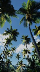 Obraz premium Tropical Paradise: Palm Trees and Blue Skies