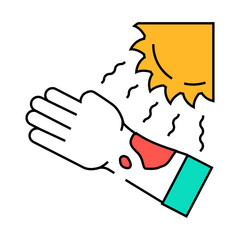 sunburn hot line icon vector. sunburn hot sign. isolated symbol illustration
