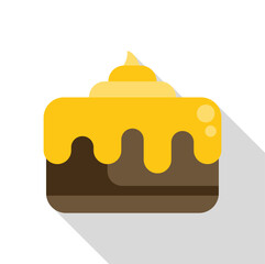 This vector illustration features a delicious square cake with dripping yellow icing and swirls, perfect for projects related to desserts, baking, and celebrations