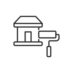 Home Painting Icon - Roller Brush Icon Sign Symbol