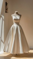 Elegant White Satin A-Line Wedding Dress
