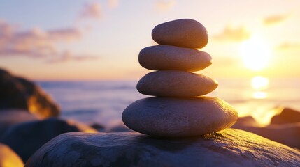 Zen Stones at Sunset