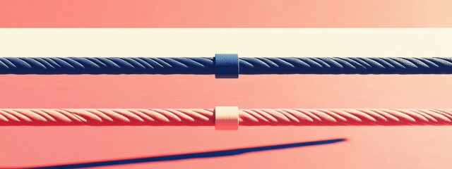Minimalist Boxing Ring Ropes, abstract design showcasing simple lines and forms, emphasizing the essence of sport in a stark environment