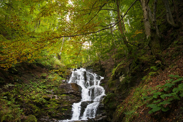 beautiful waterfall Shipot fall, Carpathian Ukraine