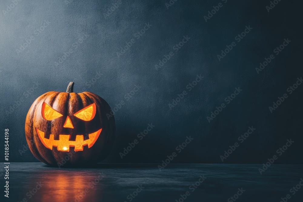 Sticker Lit Jack-o'-Lantern Against a Dark Background