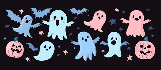 Cute Halloween Ghosts.