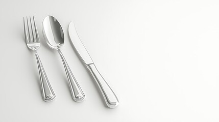 Silverware Set Fork Knife Spoon on White Background