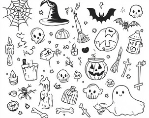 Halloween Doodle Set.