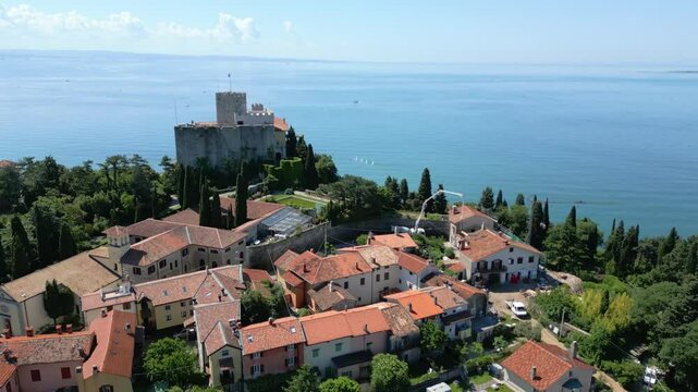 Duino Castles and Cliffs from Above. Dreamy Images Suspended Over the Sea.