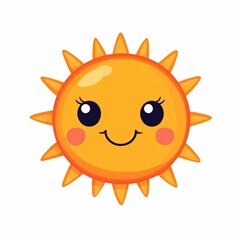 Cheerful and Bright Retro Cartoon Sun Icon with a Smiling Facial Expression Isolated on a Clean White Background  Graphic with a Vintage Classic and Friendly Aesthetic