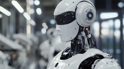 Fototapeta premium Futuristic robot in a modern laboratory setting