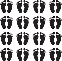 Human Footprint bundle girl and woman vector silhouette art of illustration Human step and white background.