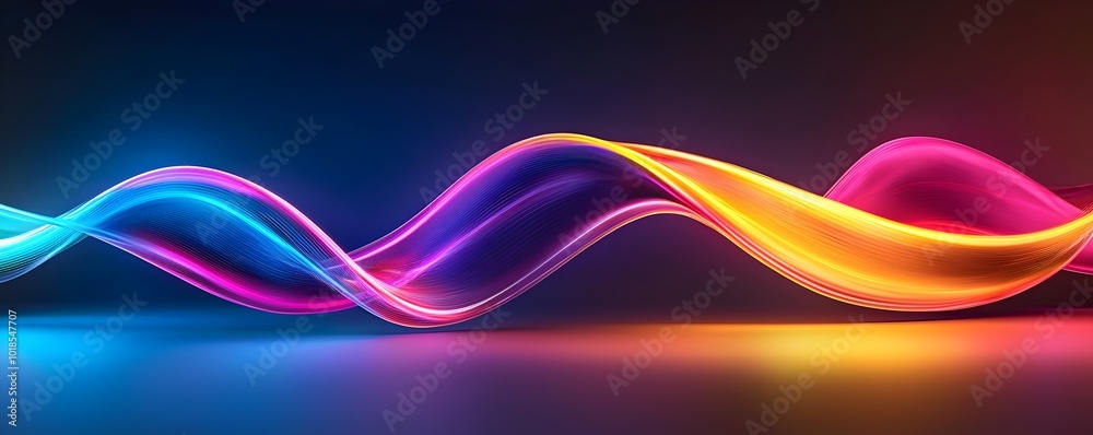 Poster Vibrant Neon Energy Swirls - Abstract Background of Smooth Glowing Arcs Creating Surreal Patterns for Dynamic Design Projects