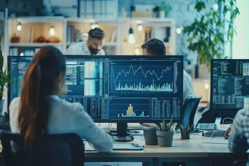 Company team monitors financial market data closely.