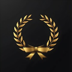 Sleek and sophisticated emblem-style logo design featuring a gold laurel wreath and decorative ribbons,symbolizing milestones.