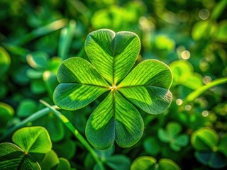 Lush Green Four Leaf Clover Symbolizing Luck and Prosperity on a Vibrant Spring Day in Nature