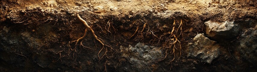 Soil and Roots Underneath Earth Surface