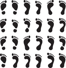 Obraz premium Human Footprint bundle girl and woman vector silhouette art of illustration Human step and white background