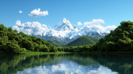 Fototapeta premium Majestic Mountains Reflecting in Tranquil Lake Landscape