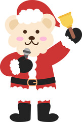 Fototapeta premium Polar Bear Santa Claus Clipart Winter Holiday Character For Christmas Illustration