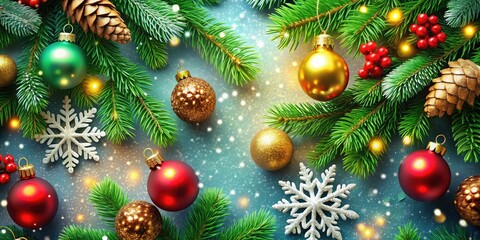Celebrate the season with a stunning Christmas background featuring twinkling ornaments, soft snowflakes, and charming pine trees, perfect for your holiday email messages.