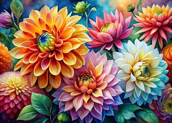 Obraz premium Charming watercolor floral creation showcasing gentle petals and vivid shades, designed to elevate refined home decor and design, bringing warmth and elegance to your surroundings.