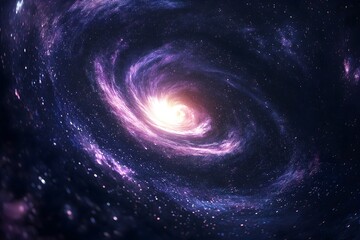 Fototapeta premium A Cosmic Background With a Swirling Galaxy of Purple, Blue, and Pink Stars, Surrounded by Dark Space, High Resolution Wallpaper or Background