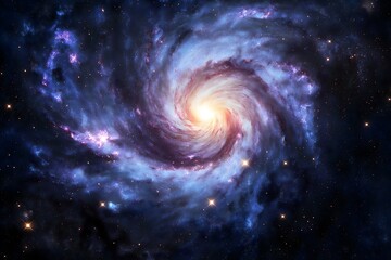 A Cosmic Background With a Swirling Galaxy of Purple, Blue, and Pink Stars, Surrounded by Dark Space, High Resolution Wallpaper or Background