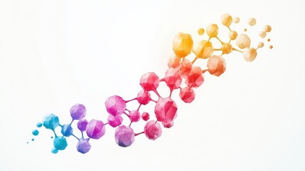 Colorful molecular structure on a white background, artistic and vibrant design.