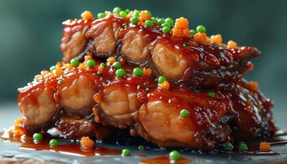 Sweet and Sour Ribs with Colorful Garnish