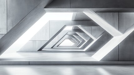 Fototapeta premium Abstract Concrete Architectural Structure with Geometric Shapes and a Perspective View