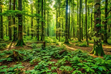 Obraz premium Deep green forest camouflage patterns tailored for outdoor gear and military applications, harmonizing with natureâ€™s landscape for effective concealment in a variety of terrains.