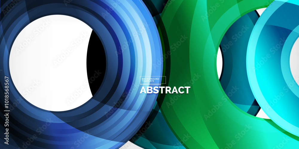 Poster Bright colorful circles with light effects. Abstract background
