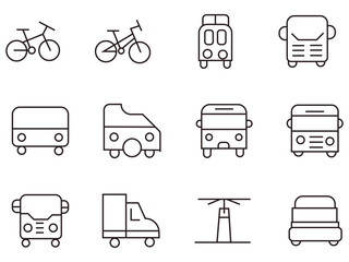 Transportation thin line icons set 