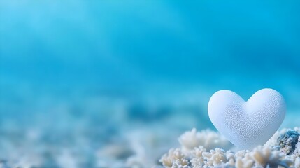 Fototapeta premium Enchanted Crystal Heart in Mystical Ocean Depths - A Shimmering Underwater Scene with Ethereal Coral and Glowing Waters