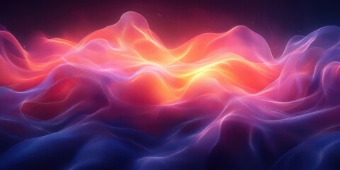 Obraz premium Abstract Wavy Flow of Red, Yellow, and Blue Light, Glowing with Shimmering Particles