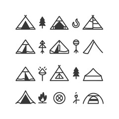 Camping and Outdoor Activities Icon Set