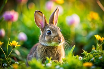 Fototapeta premium Delightful bunny rabbits in natural environments, skillfully photographed in high-quality stock images for free use.