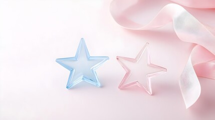 Obraz premium Pastel Crystal Star Shimmering Over Dreamy Sky - Enchanted Elegance in a Magical Atmosphere for Fantasy and Decoration