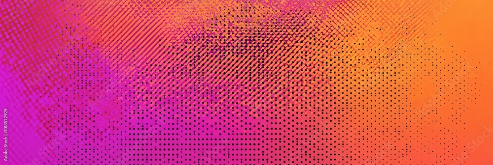 Poster A colorful abstract design showcases a gradient shift between orange and purple. Dotted patterns create a textured appearance, enhancing visual interest