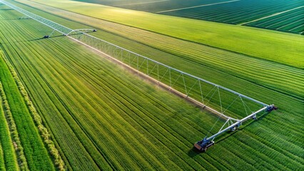 Aerial view of irrigation pivot in alfalfa field