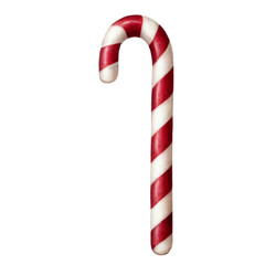 Fototapeta premium Candy cane with red and white stripes. Holiday sweet treat illustration.