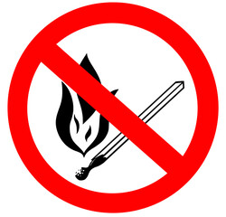 No open flames and smoking prohibited sign on a wall