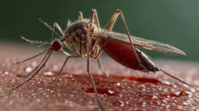 mosquito sucking blood from a human's skin