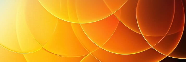 A vibrant arrangement of translucent circles in shades of orange and yellow overlaps, creating a warm and inviting abstract background perfect for design projects
