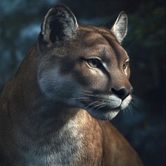 Naklejka premium Majestic Cougar Portrait: A Close-Up Look at a Wild Cat